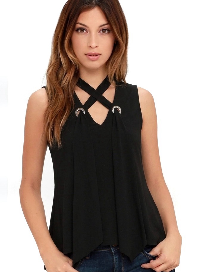 Joseph Ribkoff Sleeveless Ring Top Stretchy Blouse